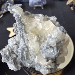 Calcite on sphalerite specimen 410g 6”x 5”x3”